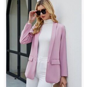 NWOT Womens pink Blazer Jacket Open Front one button with Pockets size XL